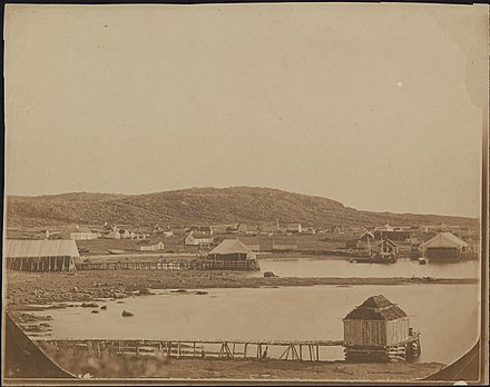 French fishing stations on the French Shore in 1859. France retained the right to fish there until 1904, when they relinquished their right to do so as a part of the Entente Cordiale.