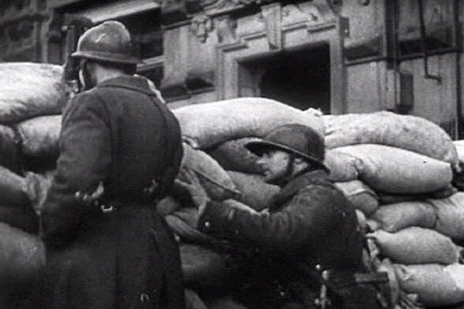In 1940, the French army built barricades of sandbags on some Paris streets, but they were never used (Frank Capra's film Divide and Conquer, U.S. War Department)