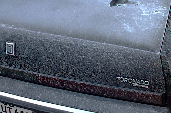 Trunk lid frozen and covered with frostings