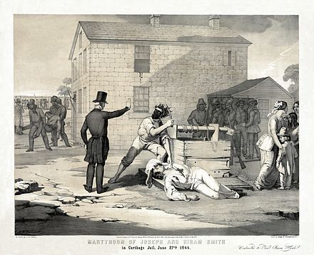 1851 lithograph of Smith's body about to be mutilated (Library of Congress)