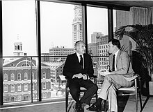 McGovern talking with the Mayor of Boston, Raymond L. Flynn, in the mid-1980s George McGovern and Mayor Raymond L. Flynn (10086202803).jpg