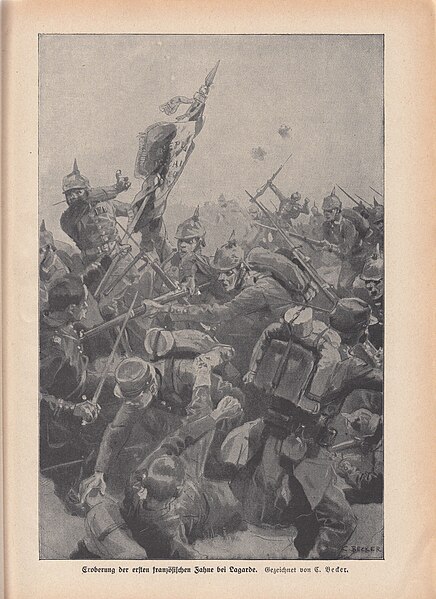 File:German soldiers capture the French flag at Lagarde 1914.jpg