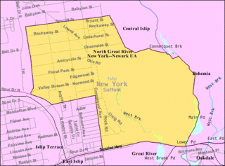 <span class="mw-page-title-main">North Great River, New York</span> Hamlet and census-designated place in New York, United States