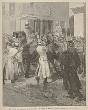 Entrée de cochers dans un dépôt de l'Urbaine en 1884