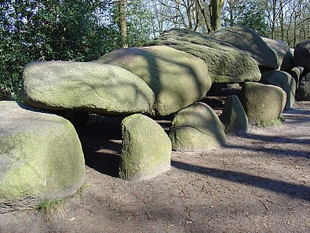 Hunebed D27, the largest dolmen in the Netherlands, located near Borger in Drenthe.