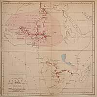 מפת מסעות החקר של בארת באפריקה