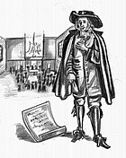 Herman op den Graeff in front of the 1632 Dordrecht Mennonite Church Delegation and as a signer of the Dordrecht Confession of Faith in a historical sketch by Matthias Laurenz Graff Herman op den Graeff at the 1632 Krefeld Mennonite Church Delegation.jpg