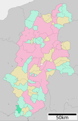 Hirayan sijainti Naganon prefektuurissa