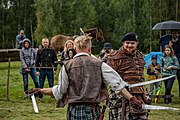 English: Historical reenactment (reconstruction), Scottish mercenaries. Belarusian state museum of folk architecture and life, Minsk district, Belarus Беларуская: Гістарычная рэканструкцыя, шатландскія наёмнікі. Беларускі дзяржаўны музей народнай архітэктуры і побыту, Мінскі раён, Беларусь Русский: Историческая реконструкция, шотландские наёмники. Белорусский государственный музей народной архитектуры и быта, Минский район, Беларусь