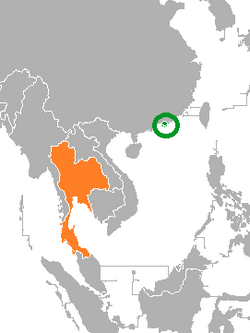 Map indicating location of ฮ่องกง and ไทย