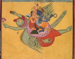 India, Rajasthan, Bundi school, 18th century - Vishnu and Lakshmi on Garuda - 1990.38 - Cleveland Museum of Art.tif