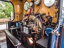 Inside the cab of "Bluebell" Inside the cab of "Bluebell" (9131236736).jpg