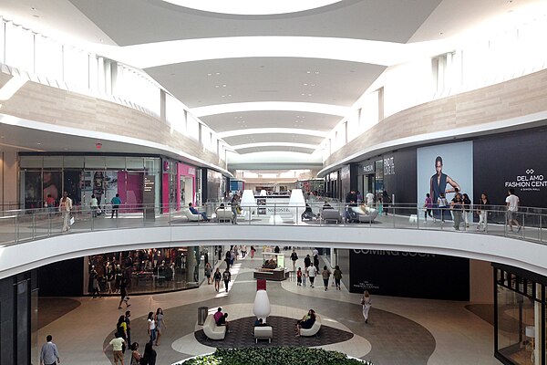 Interior of the Fashion Wing at the Del Amo Fashion Center, looking south from Nordstrom