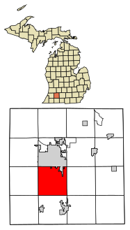 Kalamazoo County Michigan Incorporated and Unincorporated areas Portage Highlighted.svg