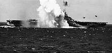 Kamikaze crashes near Ticonderoga in 1944 Kamikaze crashes near USS Ticonderoga (CV-14) 1944.jpg