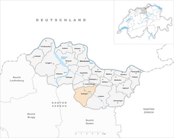 Harta e komunës Endingen në distriktin Zurzach