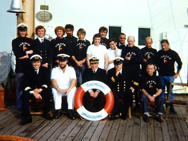 King Orry Officers, Deck Crew, Engineering Staff and Catering Staff, circa 1973.