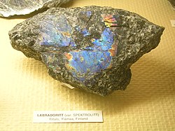 Spectrolite from Ylamaa, Finland LabradoriteOslo.jpg