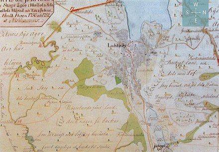 A map of Lahti made by Nils Westermark in 1750–52
