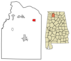 Location of Hillsboro in Lawrence County, Alabama.