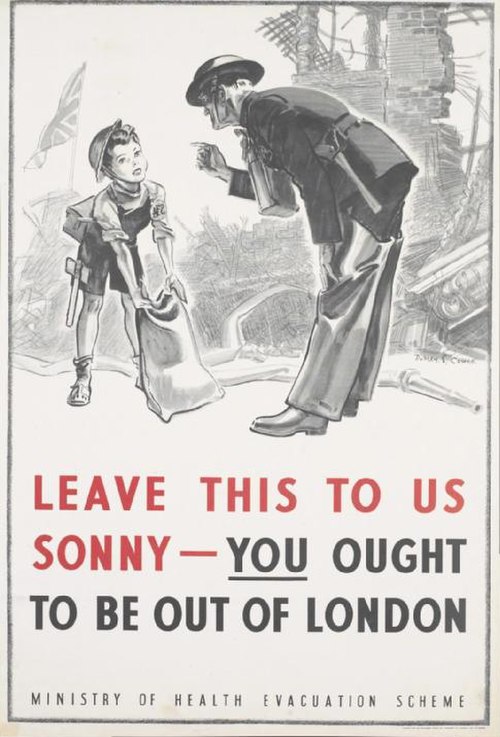 The UK Ministry of Health advertised the evacuation programme through posters, among other means. The poster depicted here was used in the London Unde