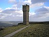 A square tower on a path