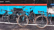 The Genesis bicycles used by the Madison Genesis team at the Edinburgh round of the Tour Series in May 2016 Madison Genesis bicycles.jpg