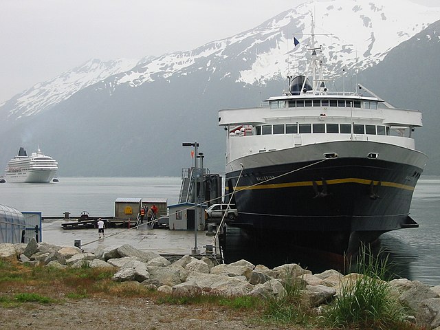 The MV Malaspina at port in Skagway, Alaska