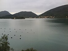 Shellfish farming in the bay.