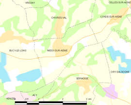 Mapa obce Missy-sur-Aisne