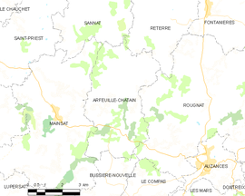 Mapa obce Arfeuille-Châtain