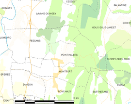 Mapa obce Pointvillers