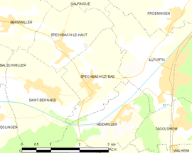 Mapa obce Spechbach-le-Bas