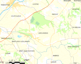 Mapa obce Giroussens