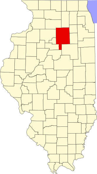 Location of LaSalle County in Illinois Map of Illinois highlighting LaSalle County.svg