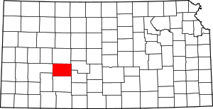 State map highlighting Hodgeman County