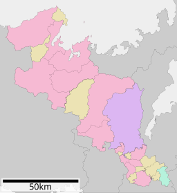 Karta över Kyoto prefektur Städer:      Signifikanta städer      Övriga städer Landskommuner:      Köpingar      Byar