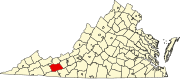 Map of Virginia highlighting Wythe County