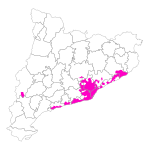 Distribution du moustique en Catalogne en 2010.