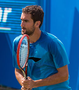 Marin Čilić during practice at the Queens Club Aegon Championships in London, England.