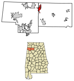 Location of Haleyville in Marion County and Winston County, Alabama.