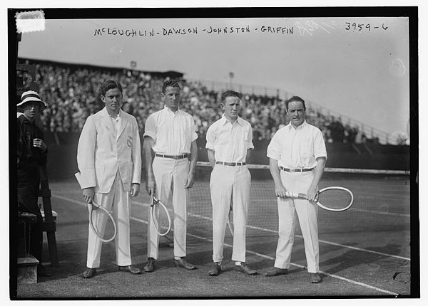 Maurice McLoughlin (1890-1957), Henry Ward Dawson (1890-?), William Johnston (1894-1946), Clarence Griffin (1888-1973) on August 30, 1916 at the natio