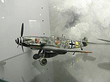 Modelo em escala do Messerschmitt Bf 109G pilotado por Erich Hartmann (Museo del modellismo storico, Itália).