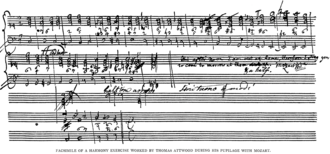A realization by Thomas Attwood, Mozart's favourite pupil, with Mozart's remarks in English e.g. 'bad bar' and 'come to morrow at three' Mozart's corrections of his pupil Thomas Attwood's figured bass exercise.png
