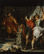Mucius Scaevola před Porsenna Rubens van Dyck.jpg