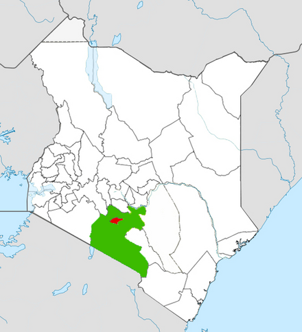 Nairobi County (red) within Nairobi Metro (green)
