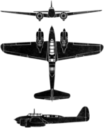 3-view silhouette of the Nakajima J1N.