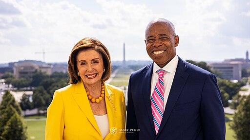 Nancy Pelosi and Eric Adams at the Speaker's Balcony