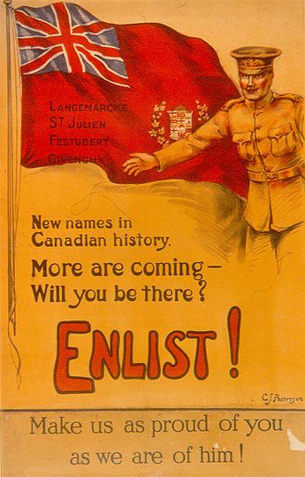 A Canadian World War I recruitment poster