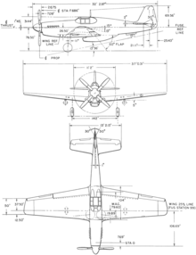 A 3-view line drawing of the North American P-51B Mustang North American P-51B Mustang 3-view line drawing.png